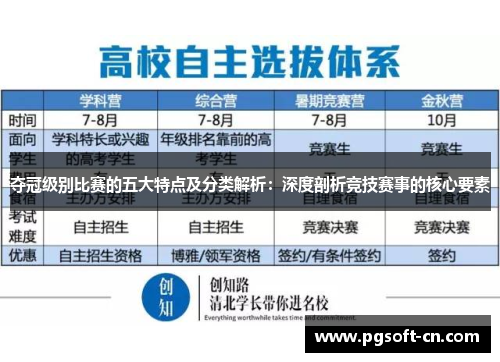 夺冠级别比赛的五大特点及分类解析：深度剖析竞技赛事的核心要素