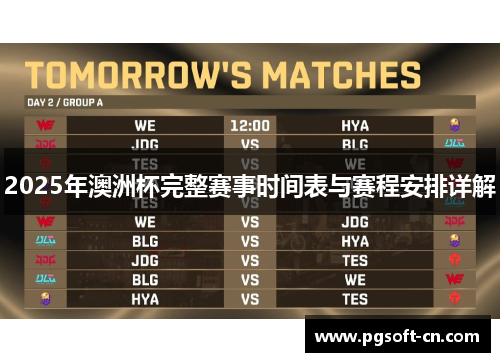 2025年澳洲杯完整赛事时间表与赛程安排详解